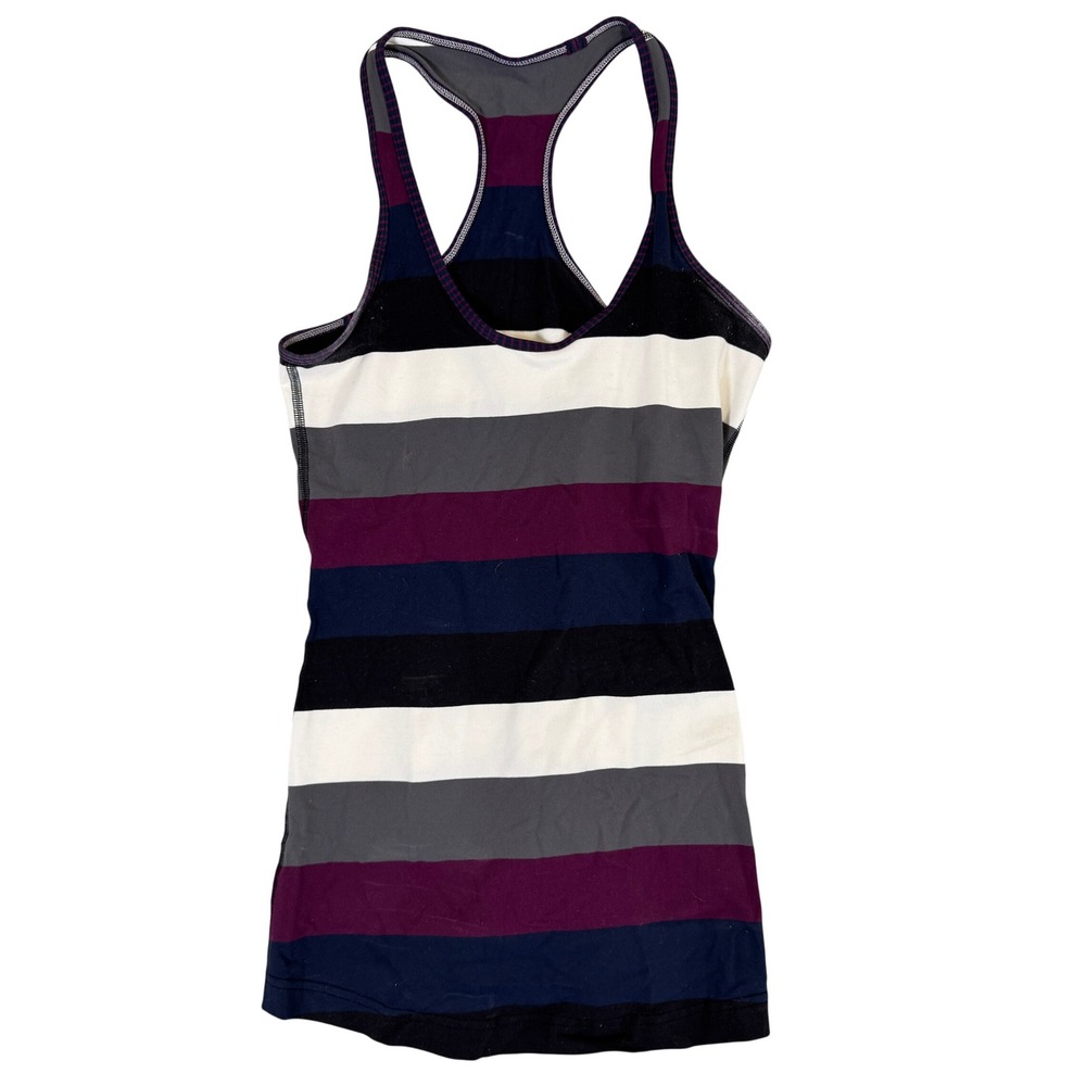 Lululemon Striped Racerback Tank Top Navy Purple White Grey Athletic Yoga Sz 4